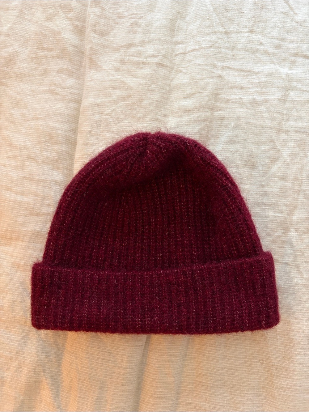 Sezane Ribbed Knit Beanie in Deep Wine